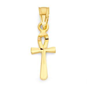 10k Gold Ankh Pendant, Egyptian Cross Jewelry